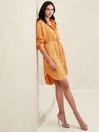 Satin Mini Shirtdress | Banana Republic Factory