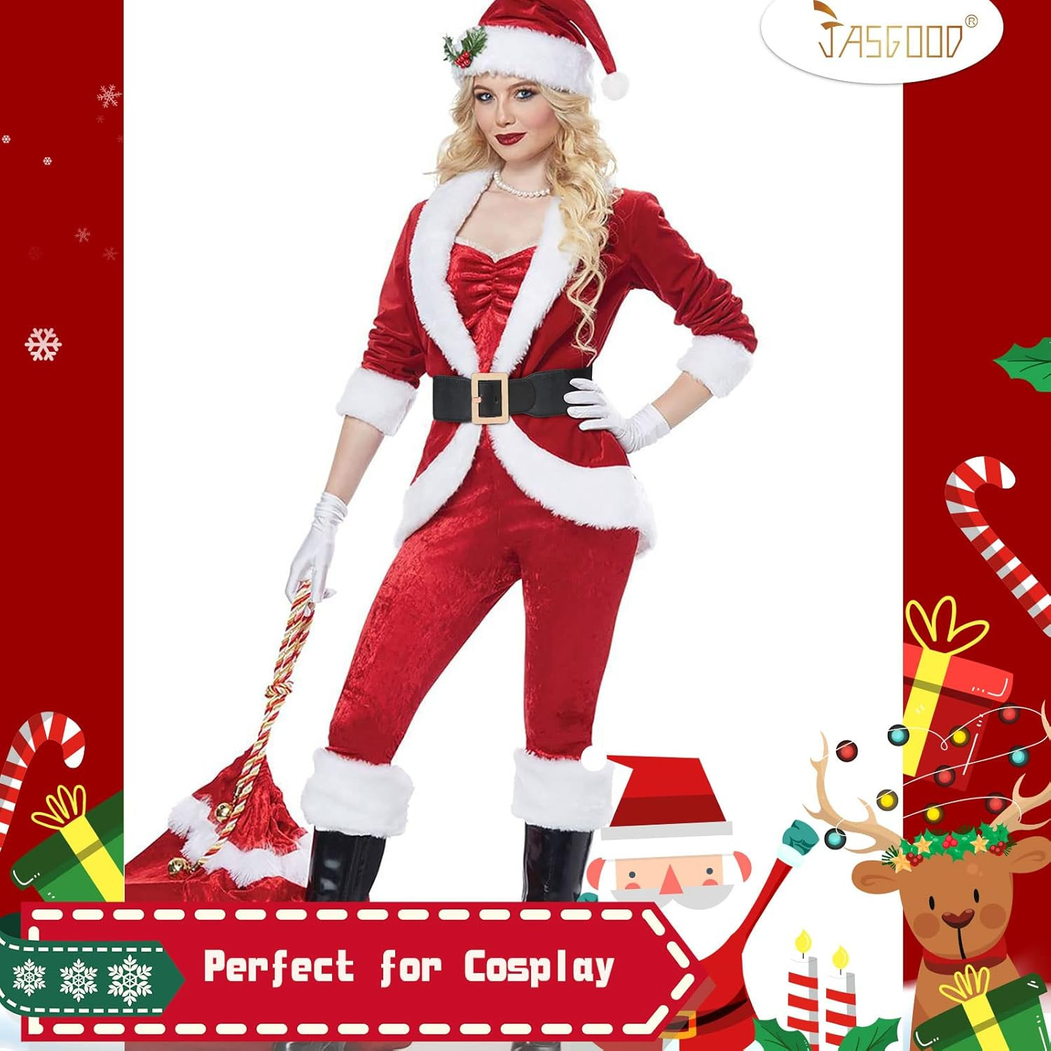 JASGOOD Women Dress Waist Belt Stretchy Elastic Vintage Belts for Dress Santa Belt with Metal Buc... | Amazon (US)