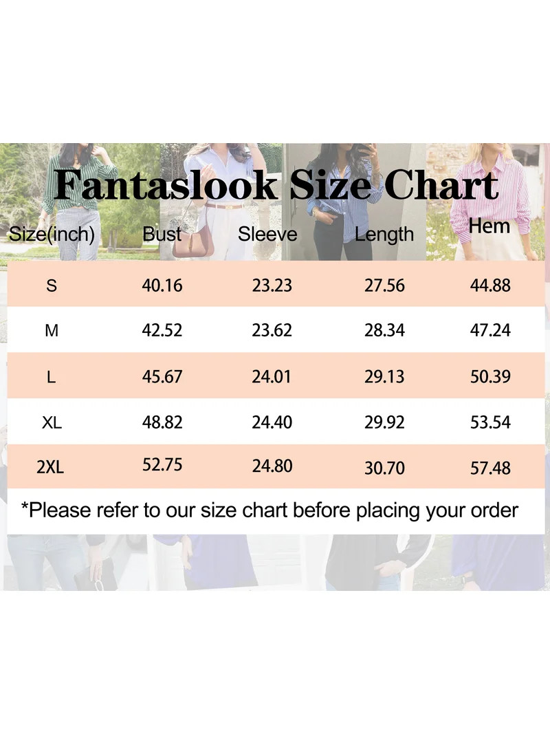 Fantaslook Striped Button Down Shirts for Women Classic Long Sleeve Collared Office Work Blouses ... | Walmart (US)