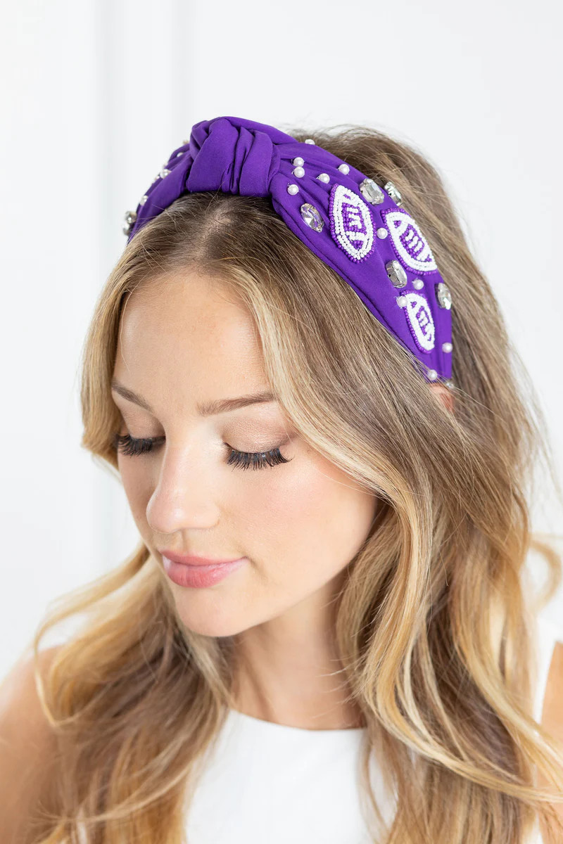 Gameday Headband- Purple/White | Avara