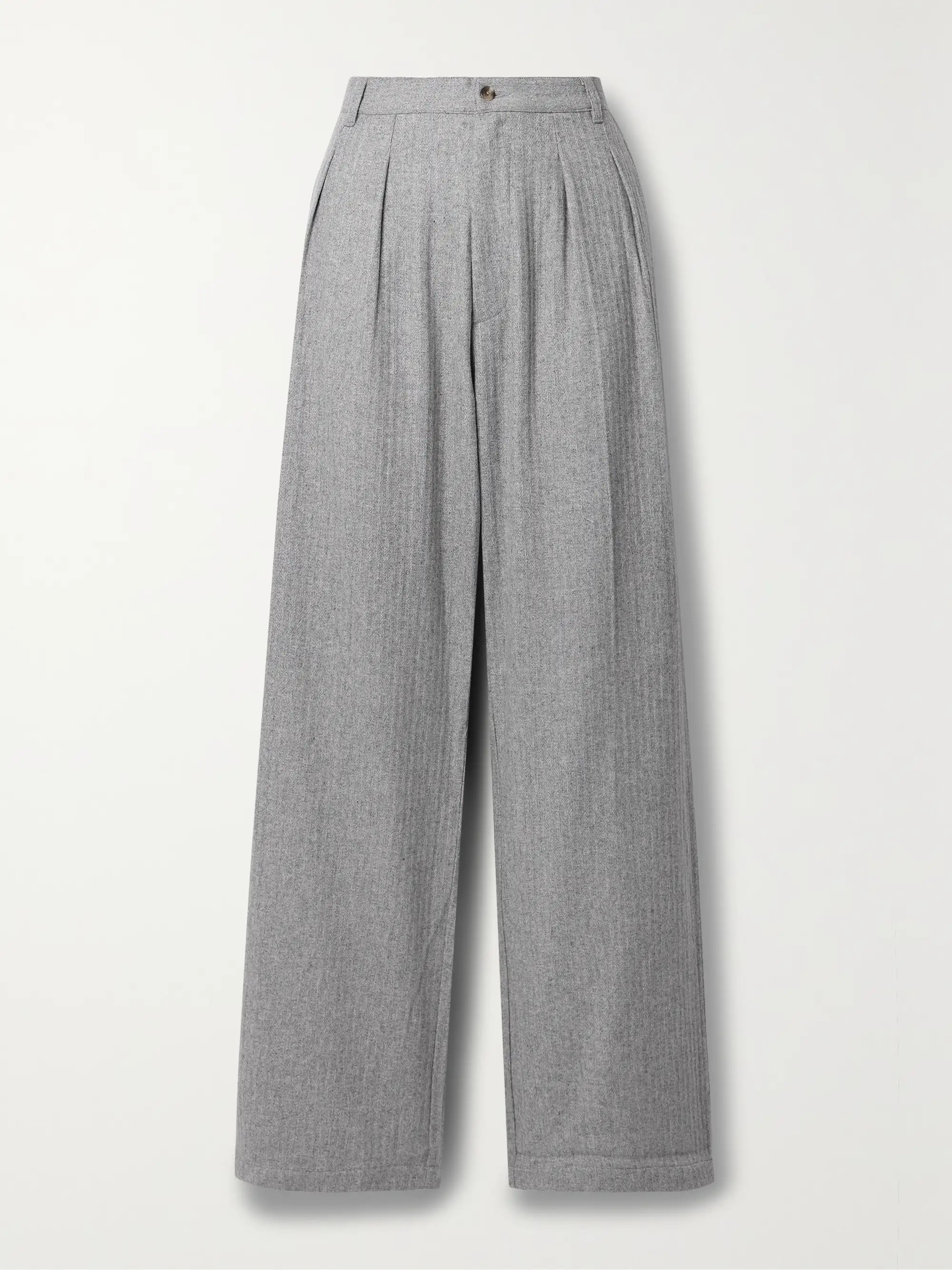 Pleated striped wool-blend wide-leg pants | NET-A-PORTER (US)