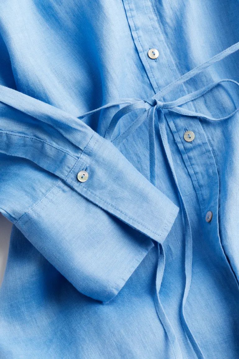 Linen Shirt Dress - Blue - Ladies | H&M US | H&M (US + CA)
