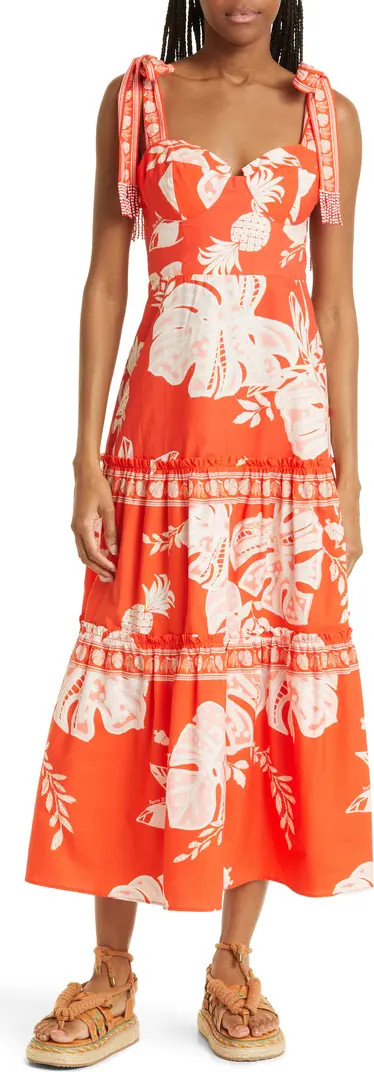 Monstera Print Tiered Cotton Sundress | Nordstrom