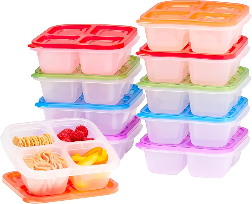 Bentgo Easyboxes 4-Compartment Snack Containers - 20-Piece Set with 10 Trays & 10 Custom-Fit Lids... | Amazon (US)