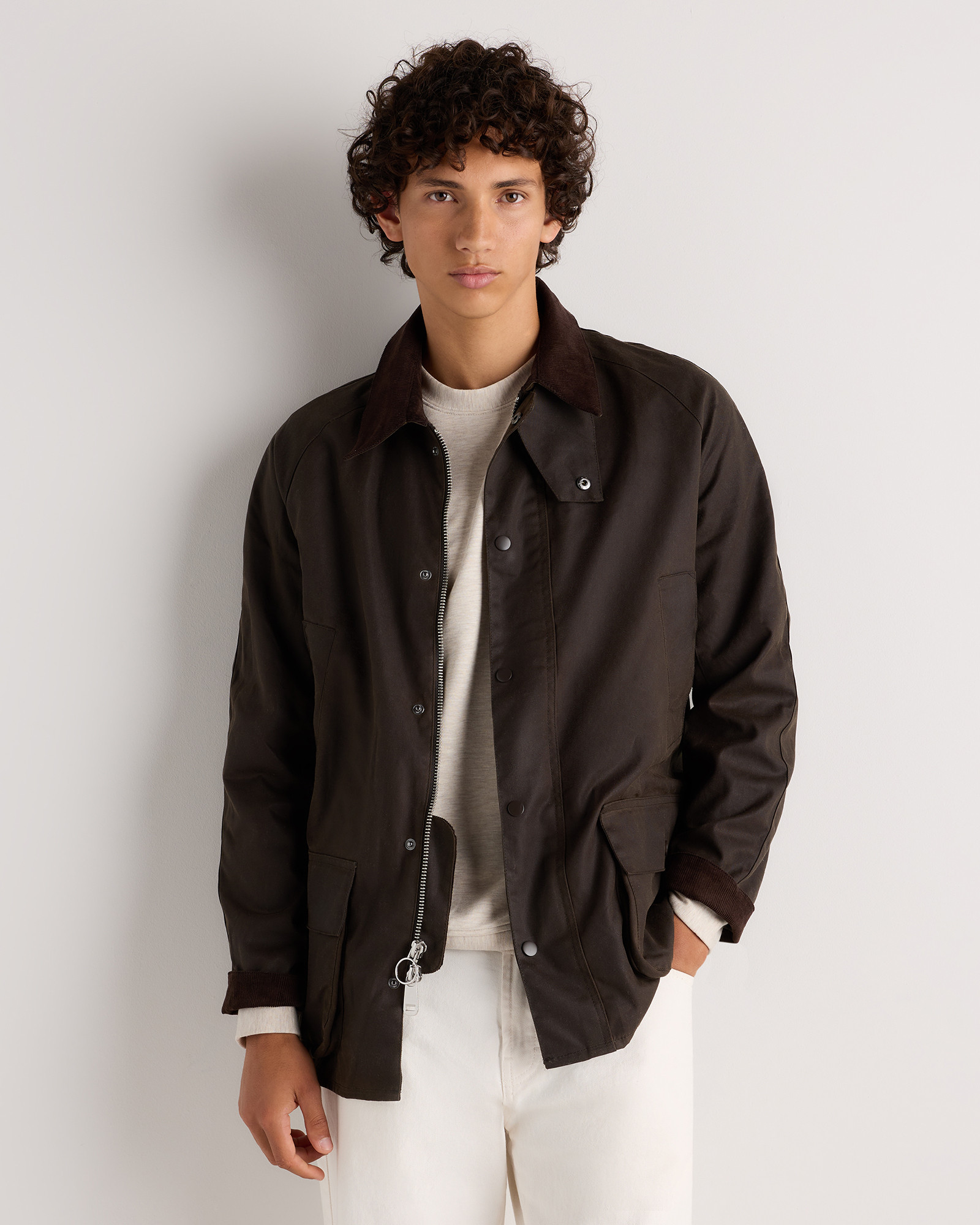 Quince | Men's Organic Waxed Cotton Barn Jacket in Dark Forest Green, Size Small, Organic Cotton | Quince