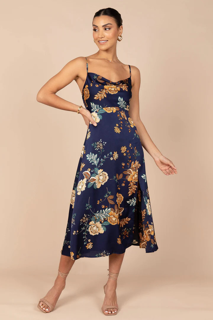 Alejandra Cowl Neck Midi Dress - Navy | Petal & Pup (US)
