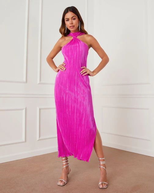 Cabo Plisse Twisted Front Maxi Dress - Magenta | VICI Collection