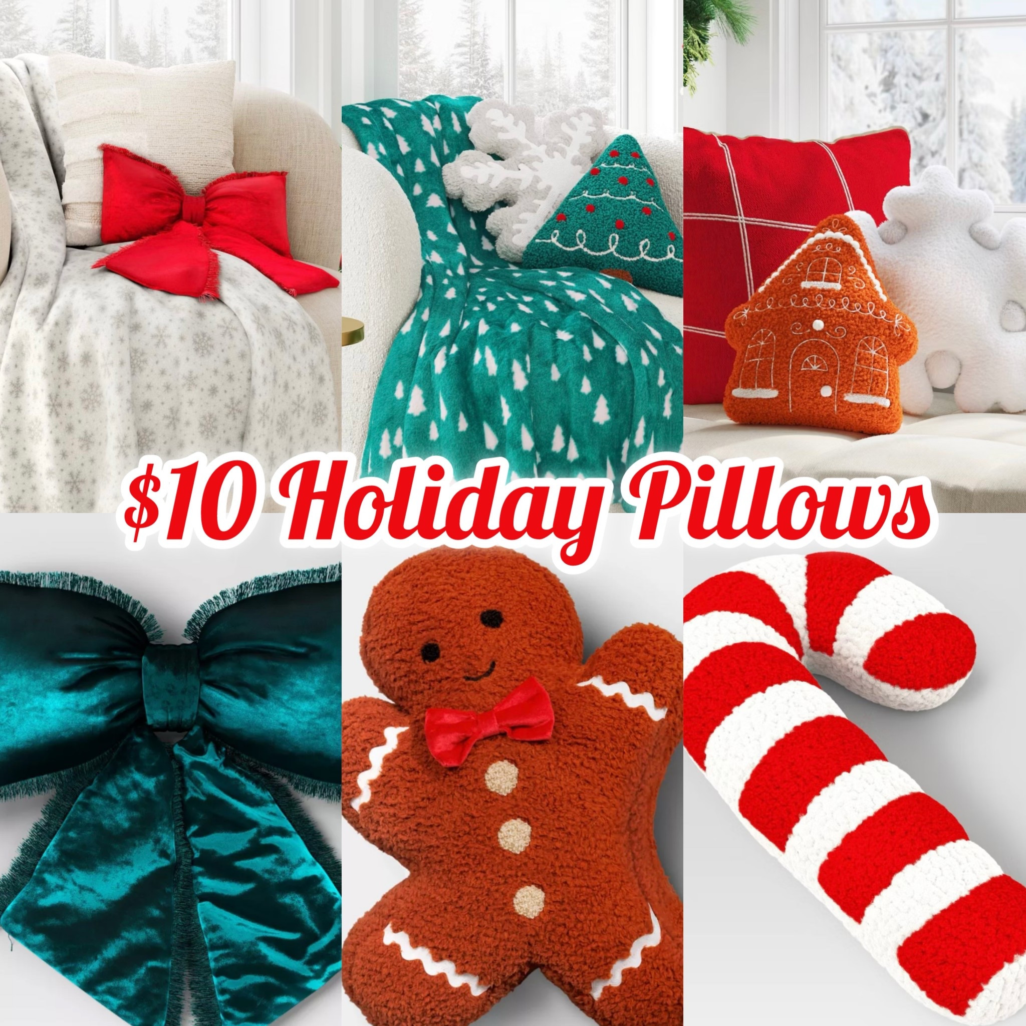 You can’t find cute festive pillows for a better price than $10👀🤭 The bow pillow?!?! Immediately 💵👏🏼

#LTKSaleAlert #LTKSeasonal #LTKHome
