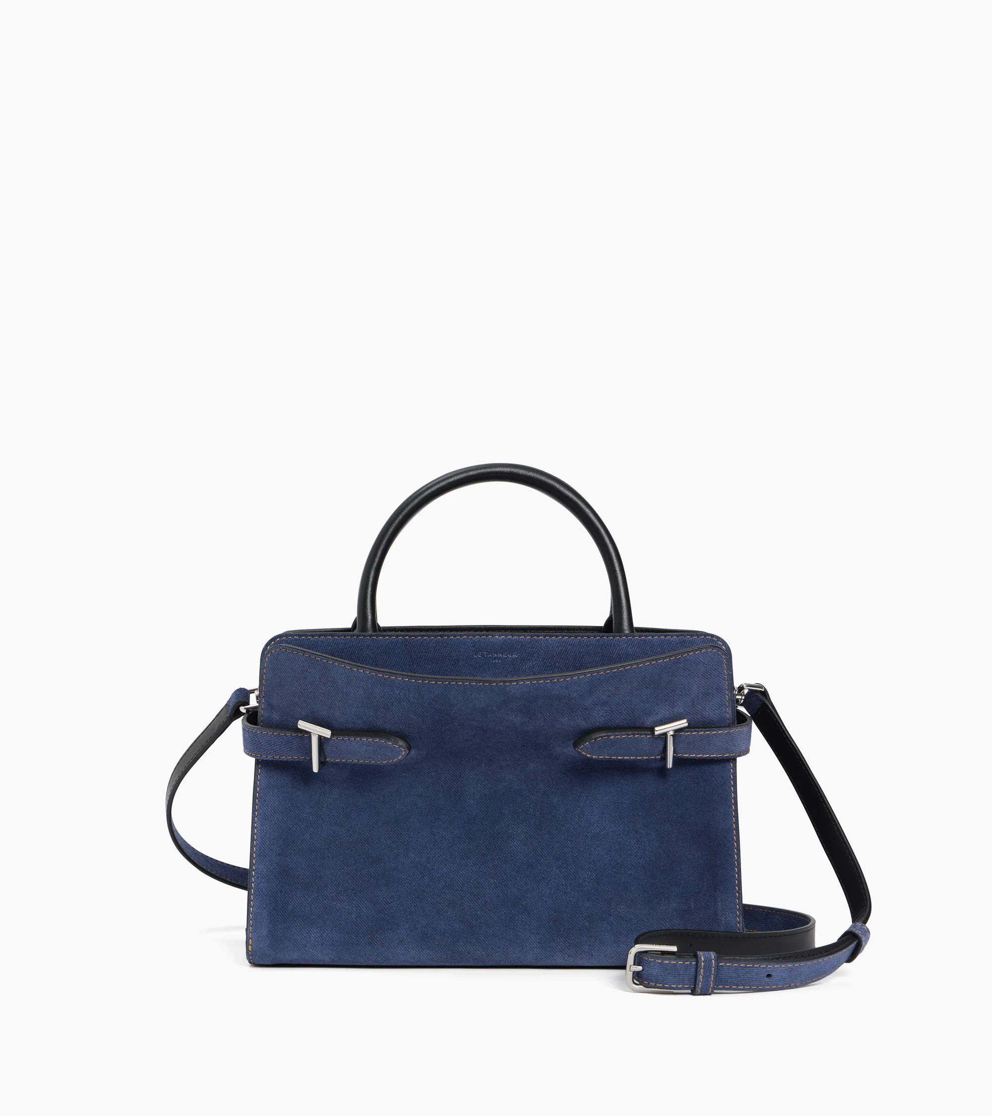 Emie medium handbag in denim-effect suede leather | Le Tanneur