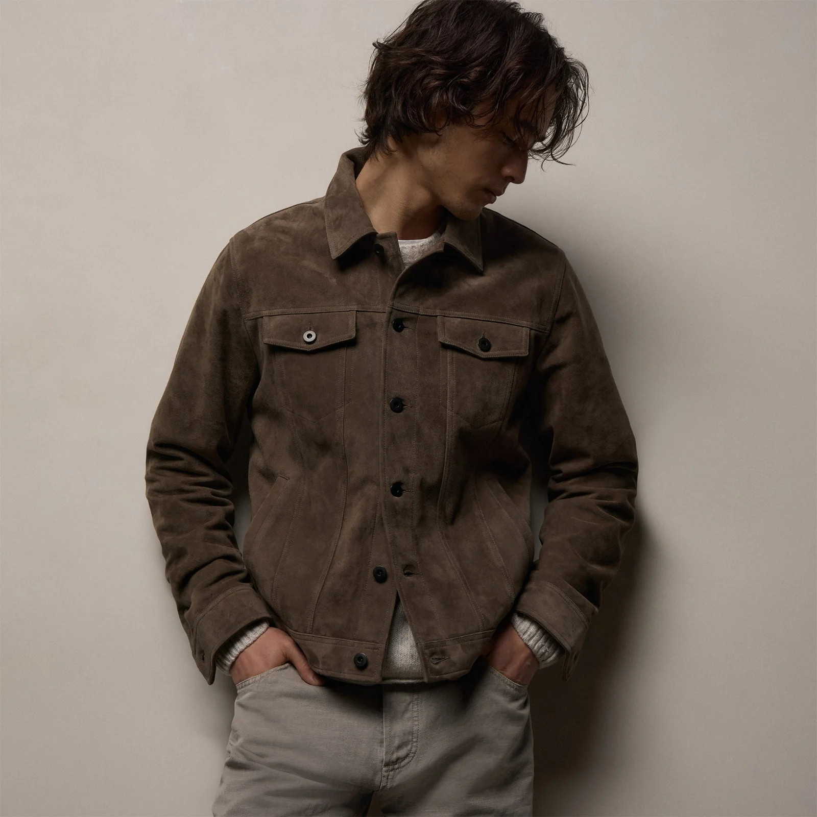 Suede Trucker Jacket - Caribou | James Perse Los Angeles | James Perse (US)
