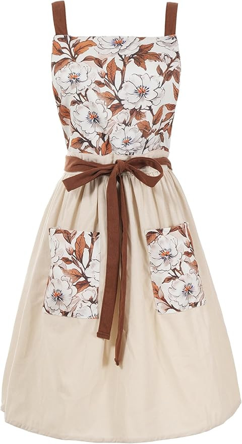 Vintage Pinafore Apron Dress for Women with Pockets Cute Floral Chef Aprons for Kitchen Cooking B... | Amazon (US)