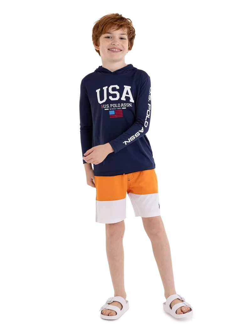 U.S. Polo Assn. Boys Colorblock Swim Short, Sizes 4-18 | Walmart (US)