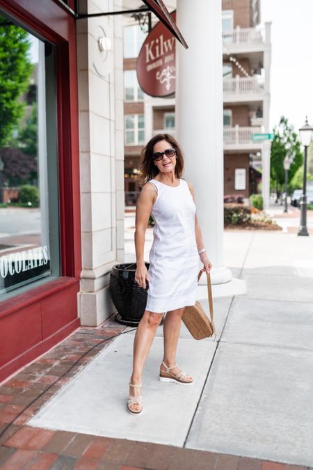 Petite friendly cotton sheath dress with lots of stretch.  Wearing an XXS.  Wedge sandals that are great with casual dresses and shorts.  Padded footbed makes them so comfortable.  Use code SAS10 for 10% off.

#ltkpetite #petite

#LTKStyleTip #LTKShoeCrush #LTKTravel