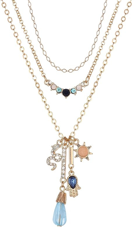 ZMNNOPPAB Layered Evil Eye Necklace and Hamsa Hand Necklace for Women,14K Gold Plated Coin Heart ... | Amazon (US)