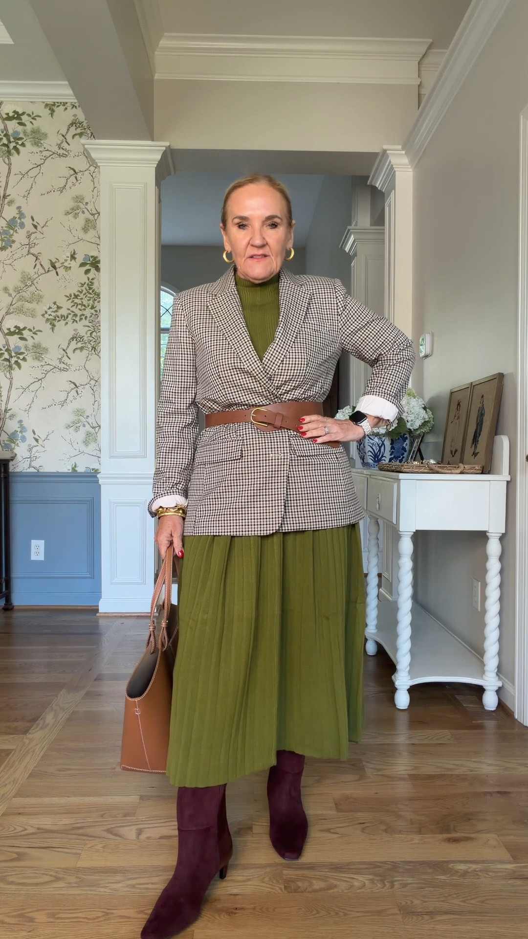 Brown dress size med 
Green dress I sized up to a large for a loose fit. You decide! 
Quince has some beautiful cotton and cotton cashmere sweater dresses in olive. Also, I will link those.
Plaid trenchcoat size medium
Plaid blazer size 8 petite
Denim jacket, size medium
20% off Allie & Bess with code NANETTE20

#LTKOver40 #LTKSeasonal #LTKootd