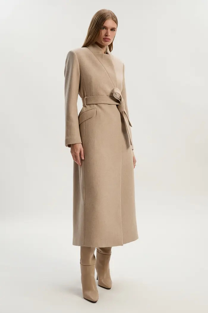 Wool Notch Neck Tailored Maxi Coat | Nordstrom