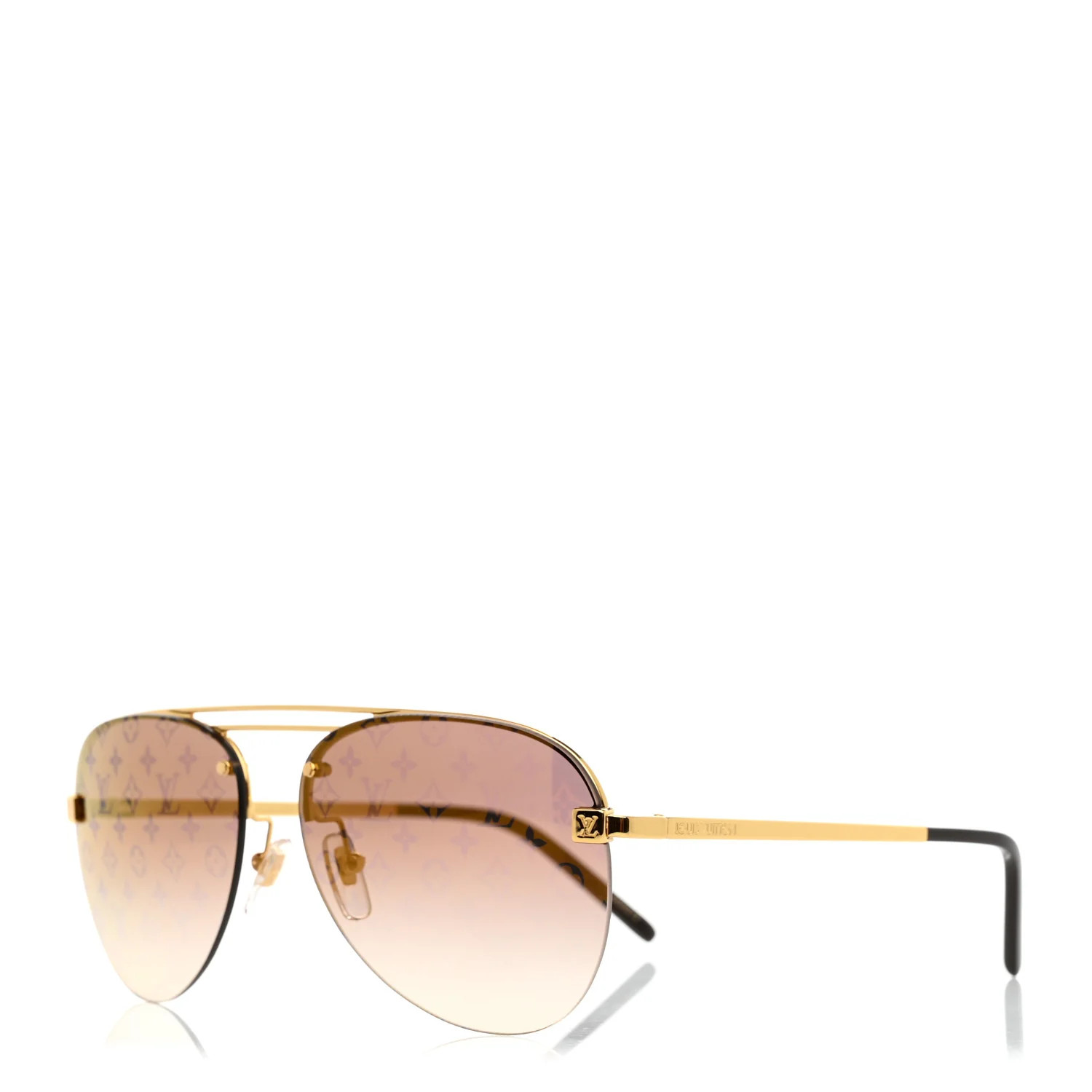 LOUIS VUITTON Clockwise Sunglasses Z1020E Gold Brown | FASHIONPHILE (US)