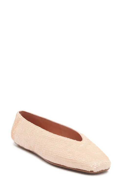 Jeffrey Campbell Fathom Sequin Square Toe Flat in Blush at Nordstrom, Size 9.5 | Nordstrom