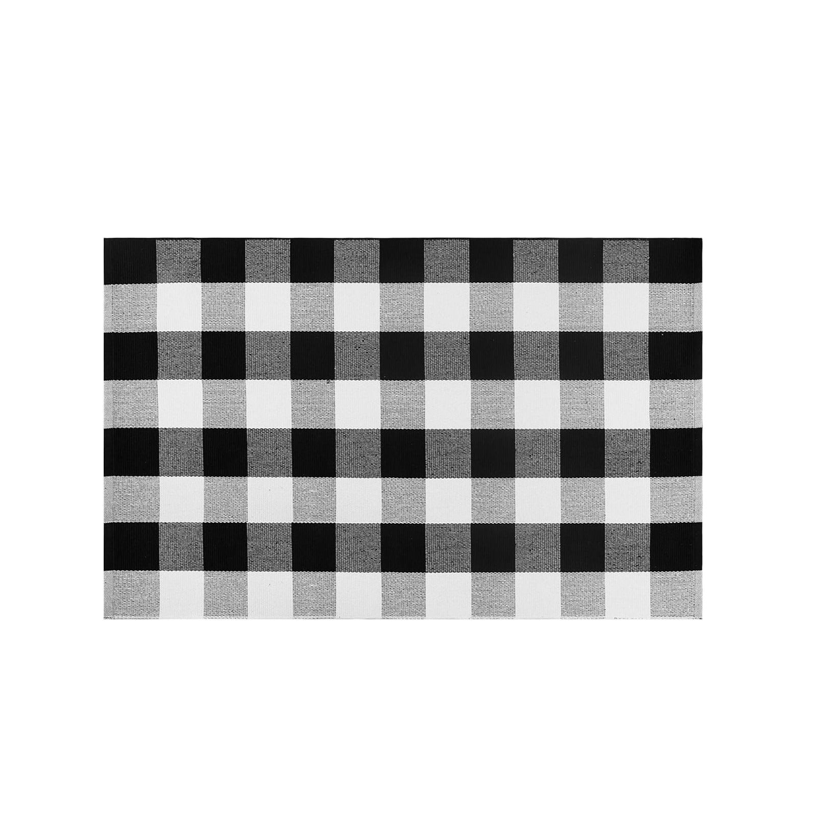 PRINxy Fall Outdoor Rug Orange Plaid Outdoor Rug Cotton Hand-Woven Check Rug Layered Doormats For... | Walmart (US)