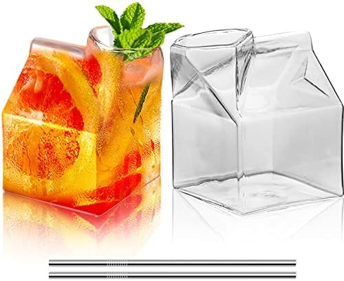 Cocktail Glasses 12oz 360ml Set of 2 Lead-Free Martini Glasses Whiskey Glasses Creative Milk Box ... | Amazon (US)