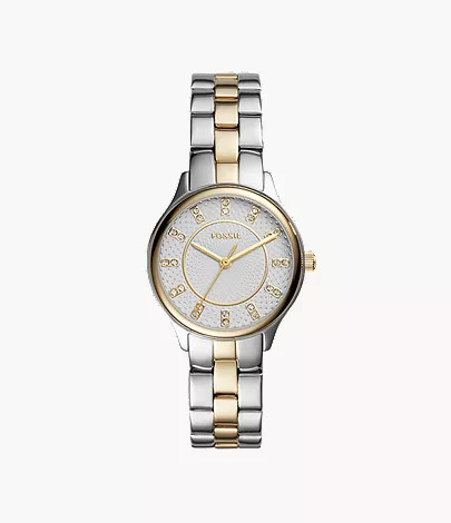 Modern Sophisticate Three-Hand Two-Tone Stainless Steel Watch | Fossil (US)