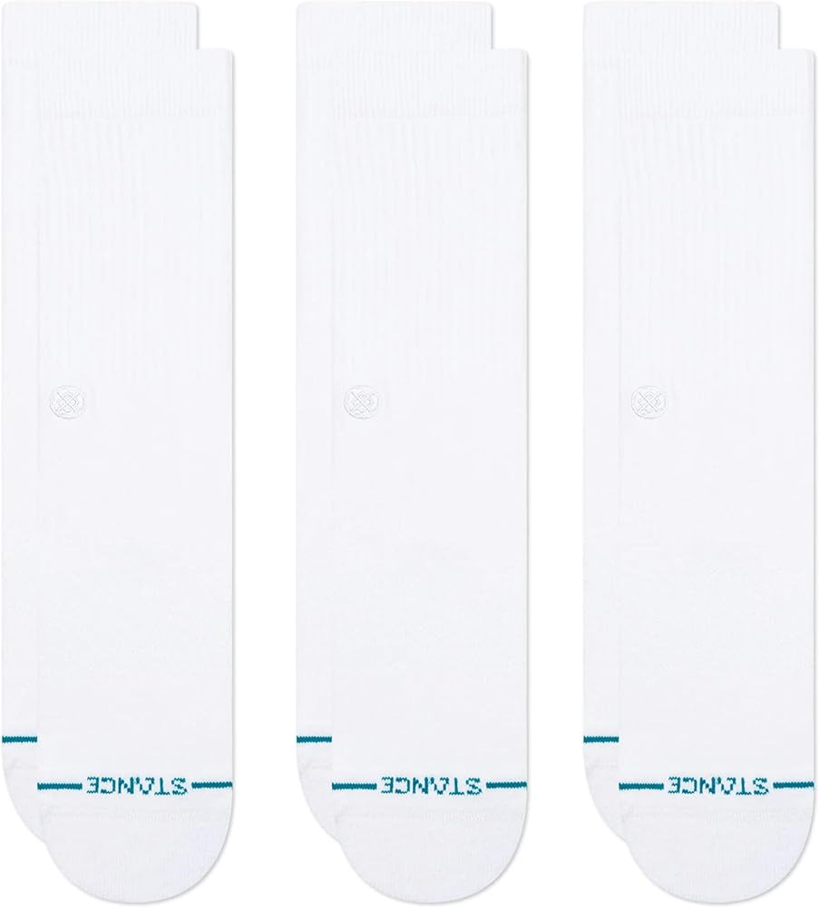 Stance Icon Classic Casual Crew Socks 3-Pack, Cotton Blend and Cushioning Arch Support | Amazon (US)