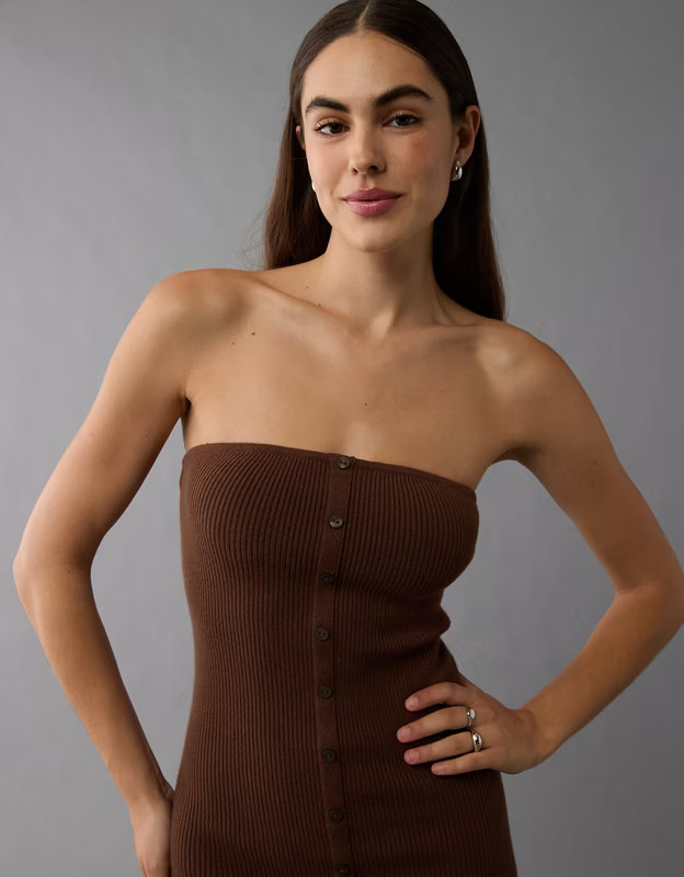 AE Sweater Tube Button-Up Midi Dress | American Eagle Outfitters (US & CA)