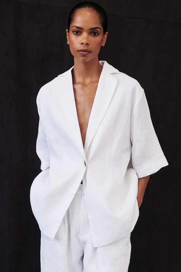 NALA WHITE LINEN RESORT SHIRT | DISSH