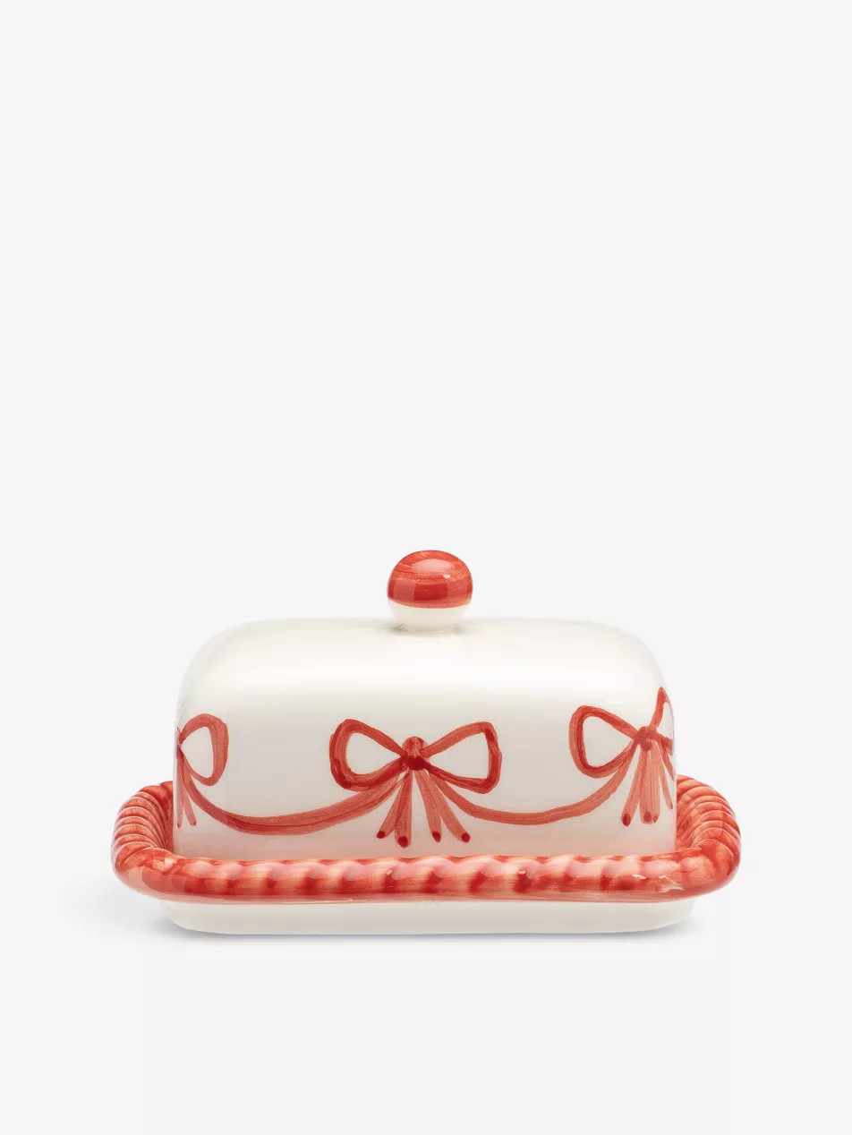 Sugar Plum Bow earthenware butter dish 17cm | Selfridges