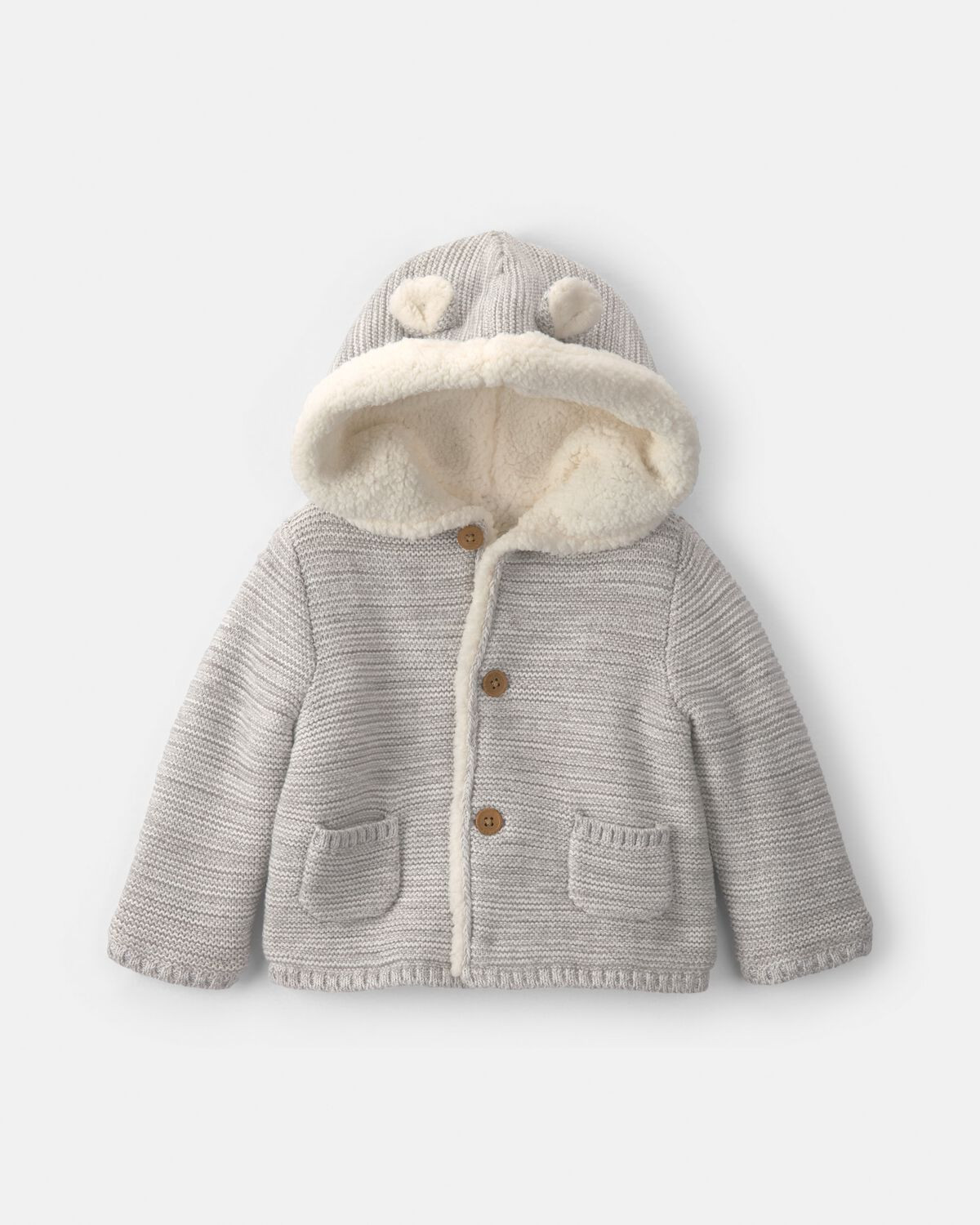 Baby Bear Sweater Knit Hooded Jacket - Grey | Carter's Inc