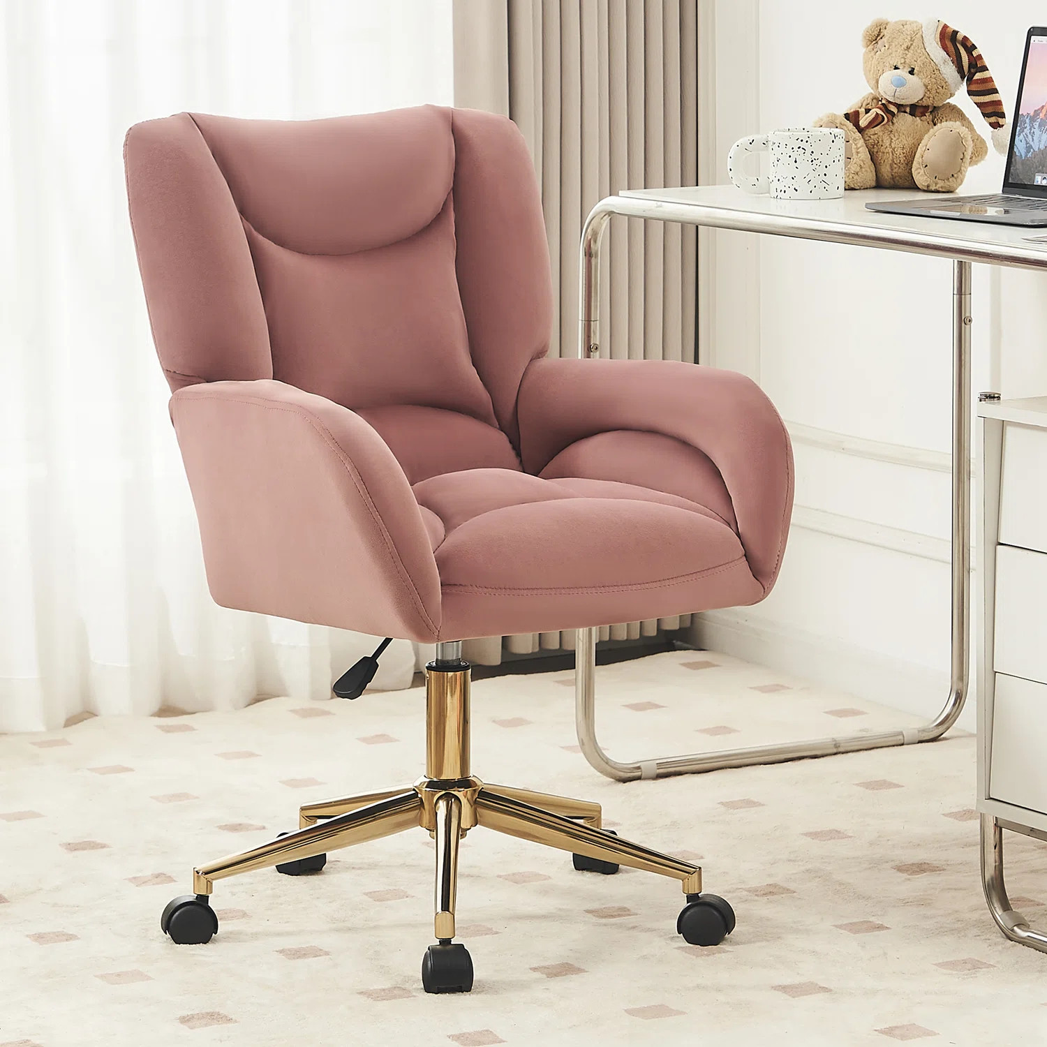 Wildon Home® Velvet Swivel Office Chair With Metal Base - Wayfair Canada | Wayfair North America