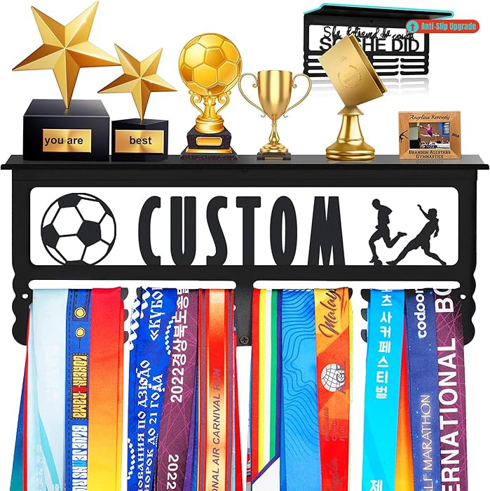 Personalized Medal Holder with Name Display Rack for Awards Ribbons - Metal Custom Sports Race Pl... | Amazon (US)