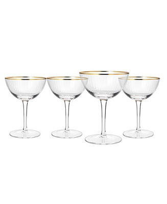 The Wine Savant Gold Rim Coupe Glasses, Set of 4 - Macy's | Macy's