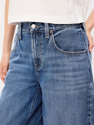 Mid-Rise Baggy Wide-Leg Culotte Jeans | Old Navy (US)