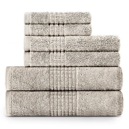 Lavish Touch 100% Egyptian 2 Ply Cotton 700 GSM Mosaic 6 pc Towels Set Beige | Walmart (US)
