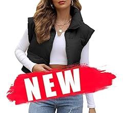 Hixiaohe Women's Winter Crop Vest Puffer Lightweight Stand Collar Padded Vest Zip Up Sleeveless J... | Amazon (US)