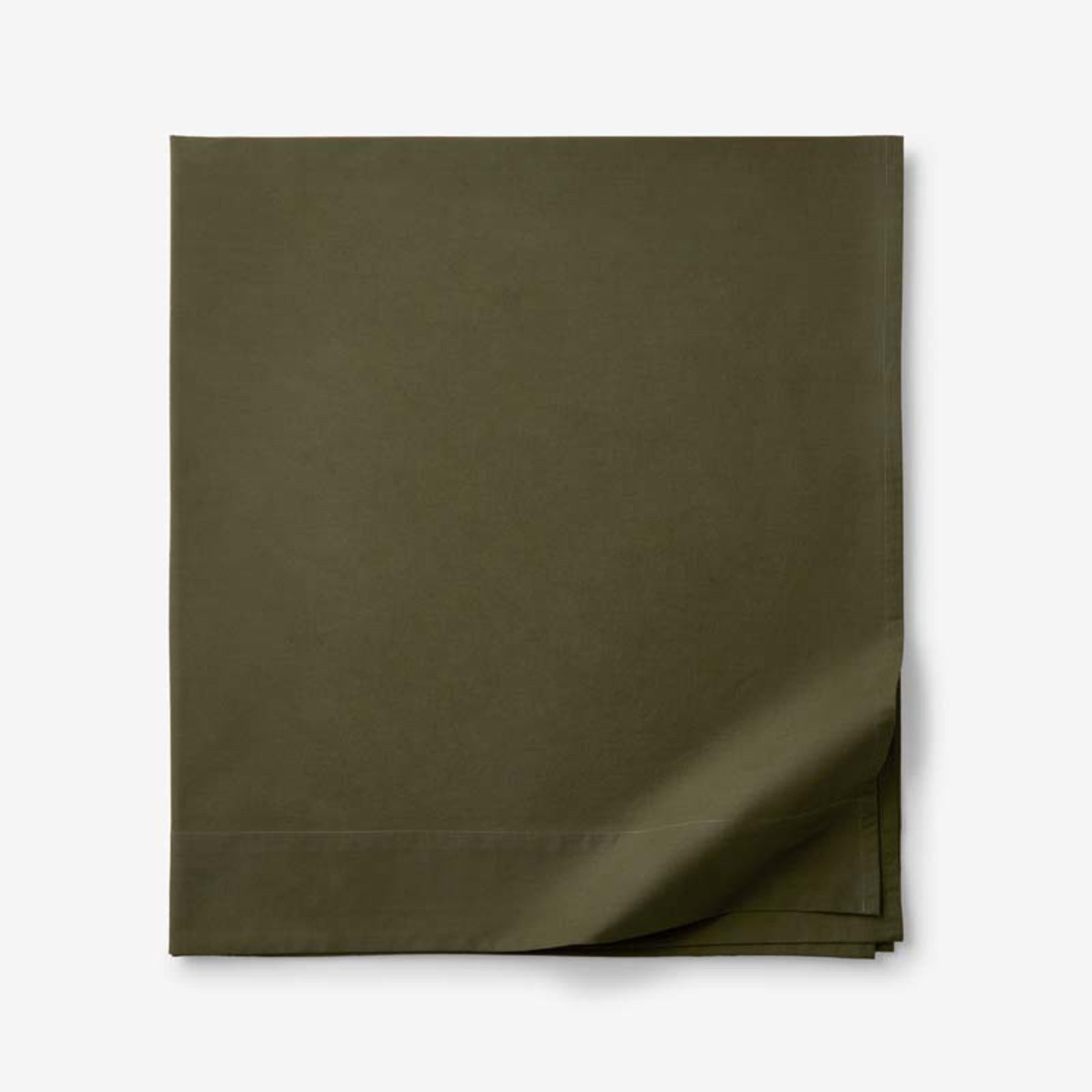 Solid  Garment Washed Cotton Percale Flat Bed Sheet - Olive, King/Cal. King | The Company Store