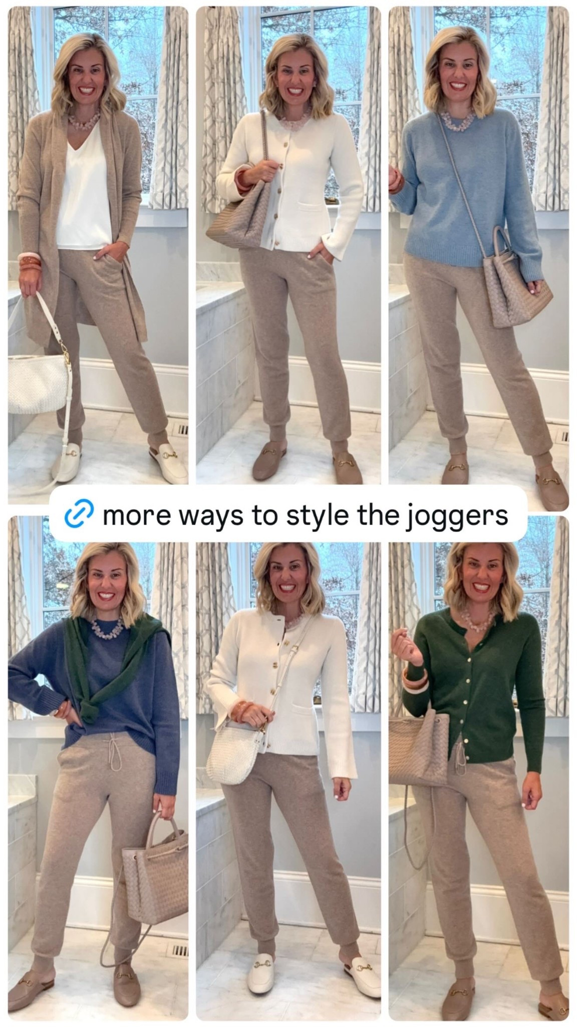 My favorite cashmere joggers styled 6 ways! The softest & effortlessly chic joggers, yes please! 

XS sweaters, joggers, cardigans
Small in the silk tank.
Size 8 in shoes.  

#LTKootd #LTKgrwm #LTKOver40

#LTKdayinmylife #LTKmomlife #LTKOver40