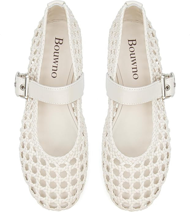 Woven Ballet Flats Mesh Mary Jane Flats for Women Dressy Comfortable Ballerina Flat Round Toe Buc... | Amazon (US)