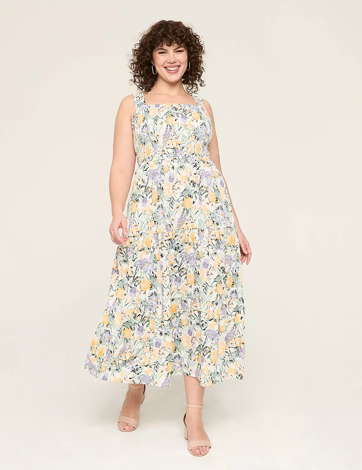 Smocked-Bodice Square-Neck Maxi Dress | Lane Bryant (US)