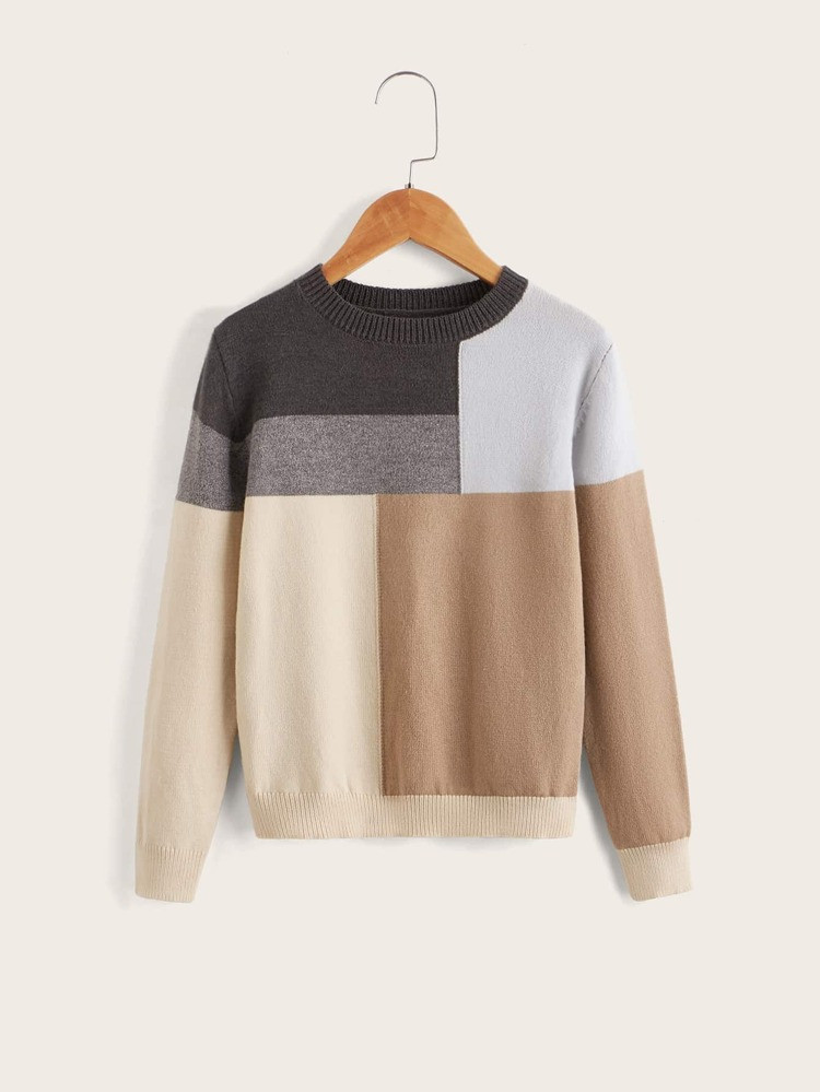 SHEIN Boys Color Block Sweater | SHEIN