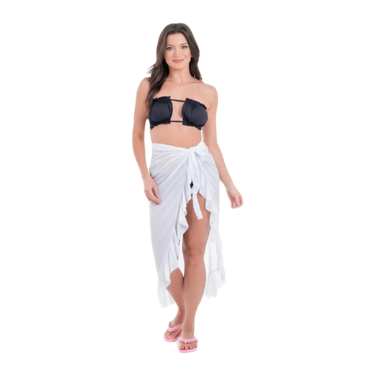 Saída De Praia Anna Andrade Saída Longa Pareô Envelope Canga Amarrar Babado Tendência Verão ... | Dafiti (BR)