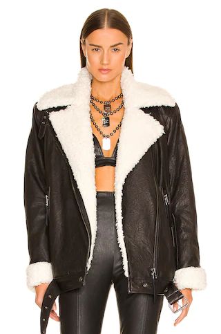 DUNDAS x REVOLVE Munroe Shearling Jacket in Black from Revolve.com | Revolve Clothing (Global)