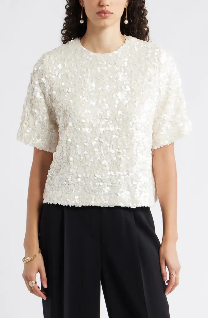 Nordstrom Sequin Short Sleeve Top | Nordstrom | Nordstrom