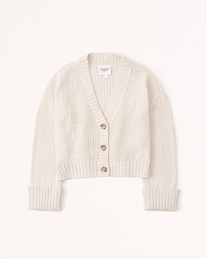 Seed Stitch Short Cardigan | Abercrombie & Fitch (US)