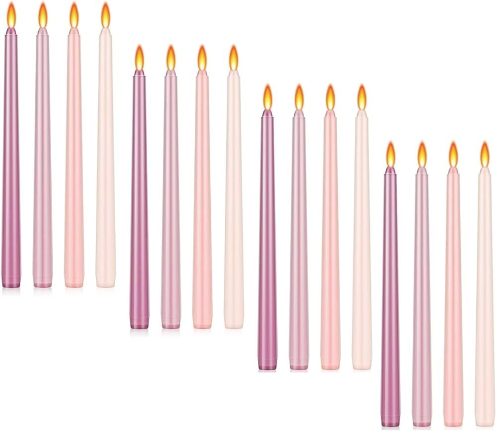 MTLEE 16 Pcs 10 Inch Valentine's Day Tapered Candle Bulk Smokeless and Unscented Candle Long Burn... | Amazon (US)
