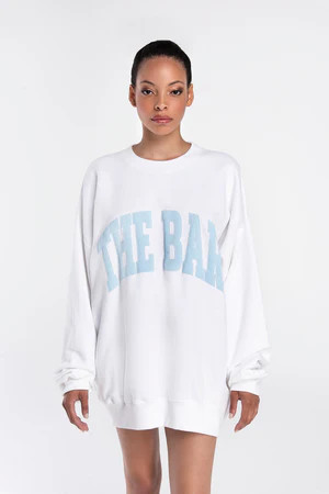 VARSITY SWEATSHIRT WHITE/BABY BLUE | The Bar