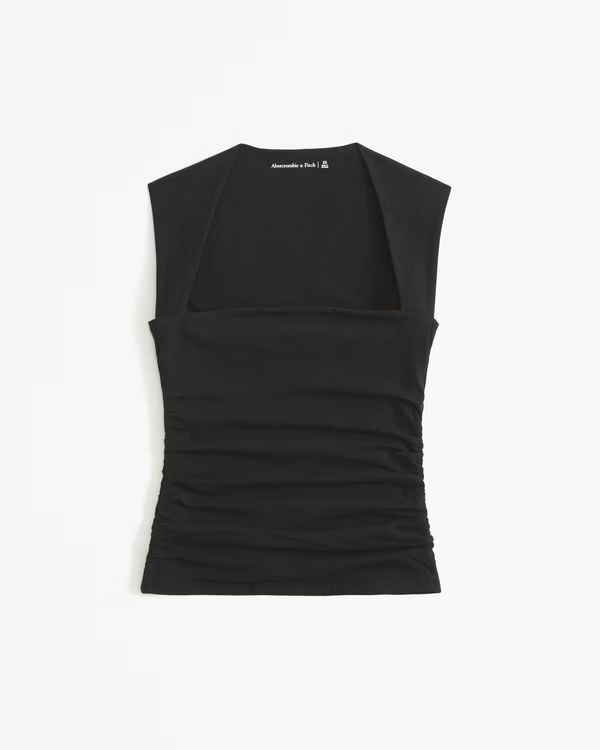 The A&F Ava Cotton-Blend Seamless Fabric Ruched Portrait Top | Abercrombie & Fitch (US)
