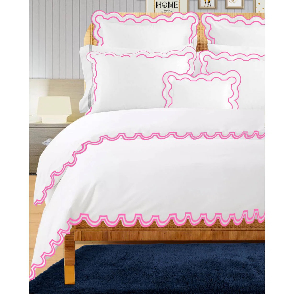 PushpLinen 400TC Cotton U Shape Scallop Embroidery Sateen Solid Duvet Cover Set | Wayfair | Wayfair North America