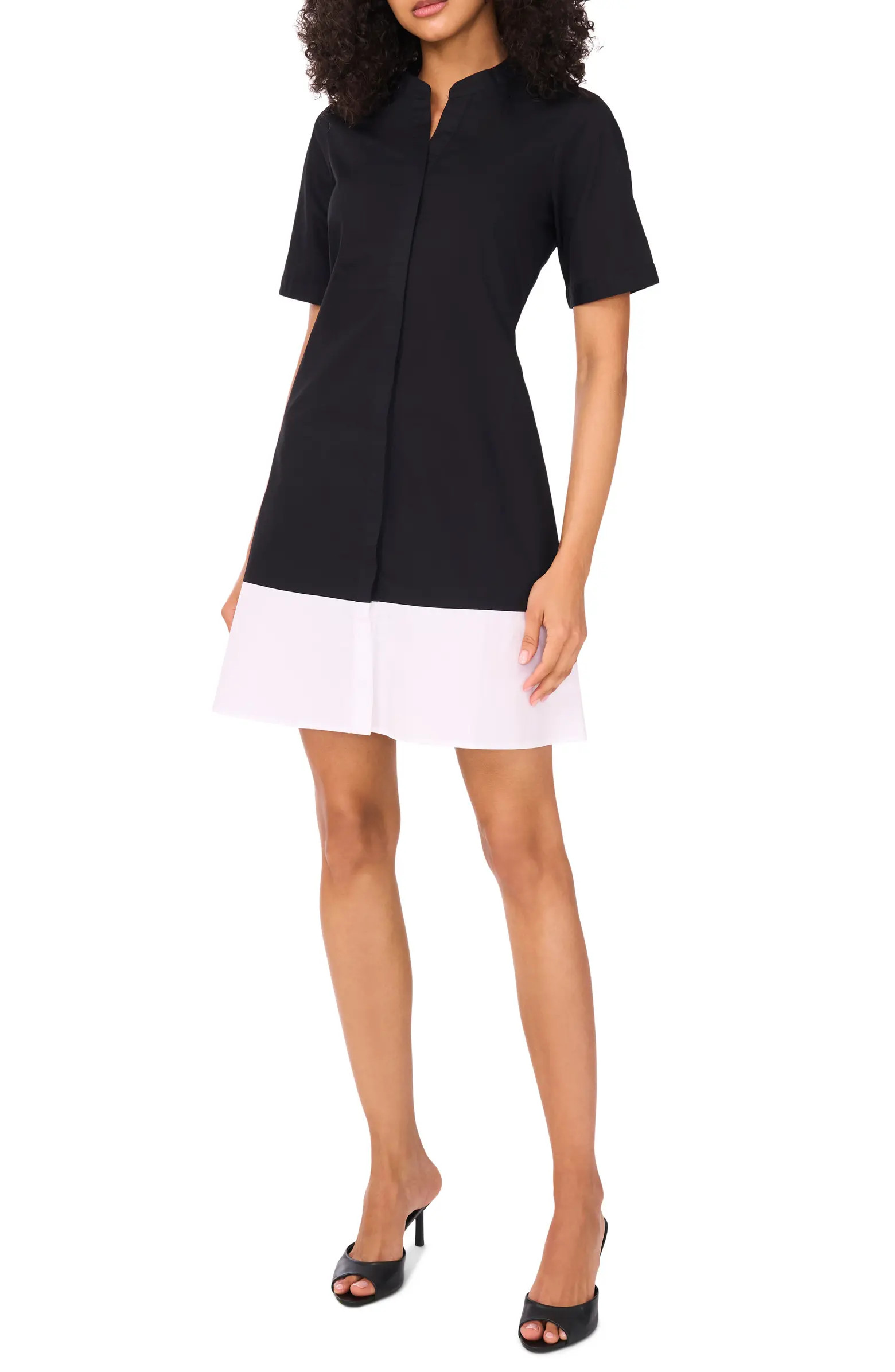 Halogen® Two-Tone Fit & Flare Shirtdress | Nordstrom | Nordstrom